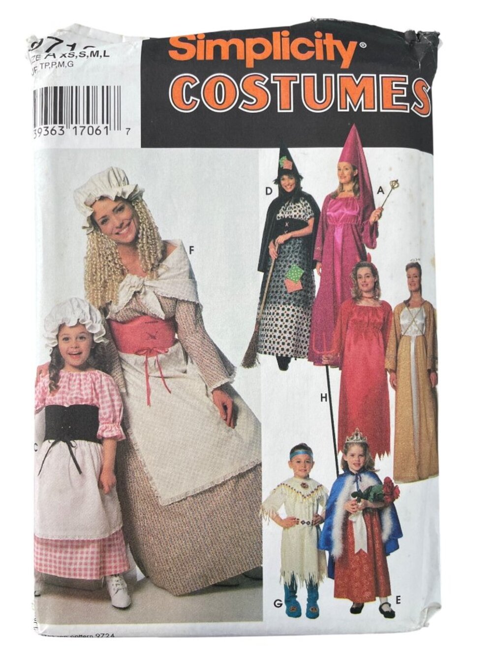 Simplicity 9718 Costume Sewing Pattern Size XS-L Bo Peep Princess Queen UNCUT